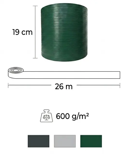 Záhradný pás 19 cmx26 m 600 g/m2 PP zelená