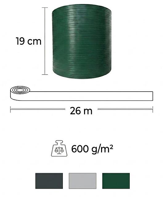 Záhradný pás 19 cmx26 m 600 g/m2 PP zelená