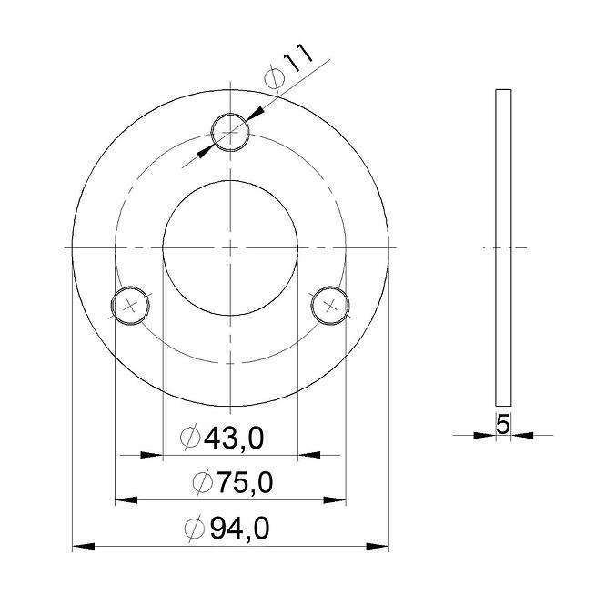 Stĺpik 1058mm 5xfi12 podlahový na schody 42,4mm,6