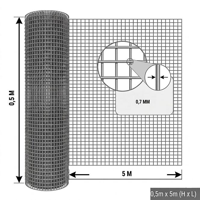 Zváraná chovná sieť 1x5m 0,7 12,7 pozinkovaný