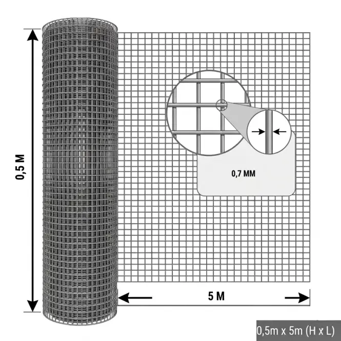 Zváraná chovná sieť 1x5m 0,7 12,7 pozinkovaný,2