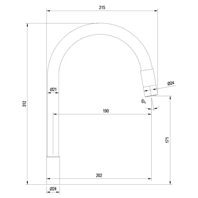 Výlevka k batérii Flexi grey