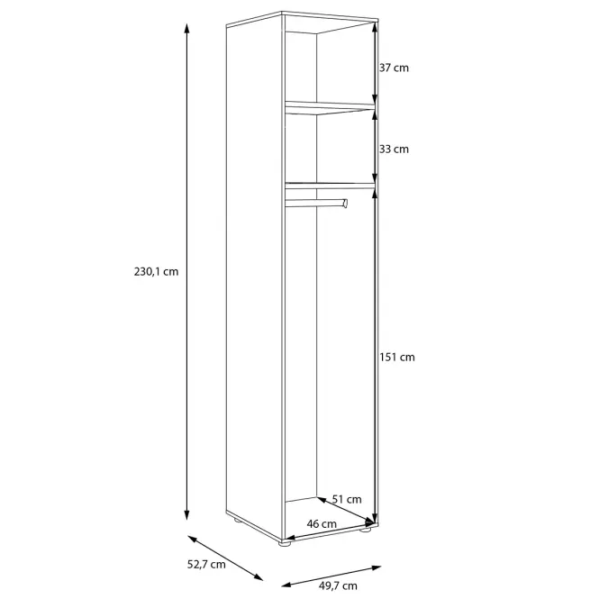 Korpus Skrine Moduklix 49,7x230,1 Biely,3