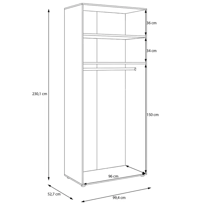 Korpus Skrine Moduklix 99,4x230,1 Biely,3