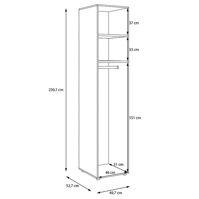 Korpus Skrine Moduklix 49,7x230,1 Dub Mouvella,4