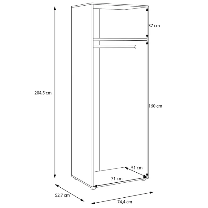 Korpus Skrine Moduklix 74,4x204,5 Biely