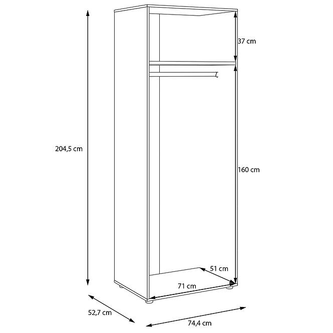 Korpus Skrine Moduklix 74,4x204,5 Biely
