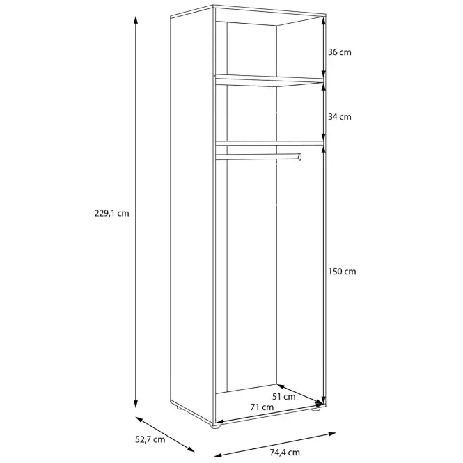 Korpus Skrine Moduklix 74,4x230,1 Biely