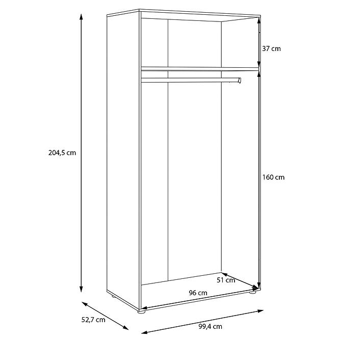 Korpus Skrine Moduklix 99,4x204,5 Biely