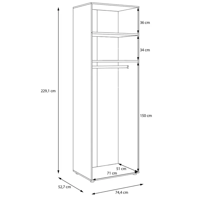 Korpus Skrine Moduklix 74,4x230,1 Dub Cabezone,3