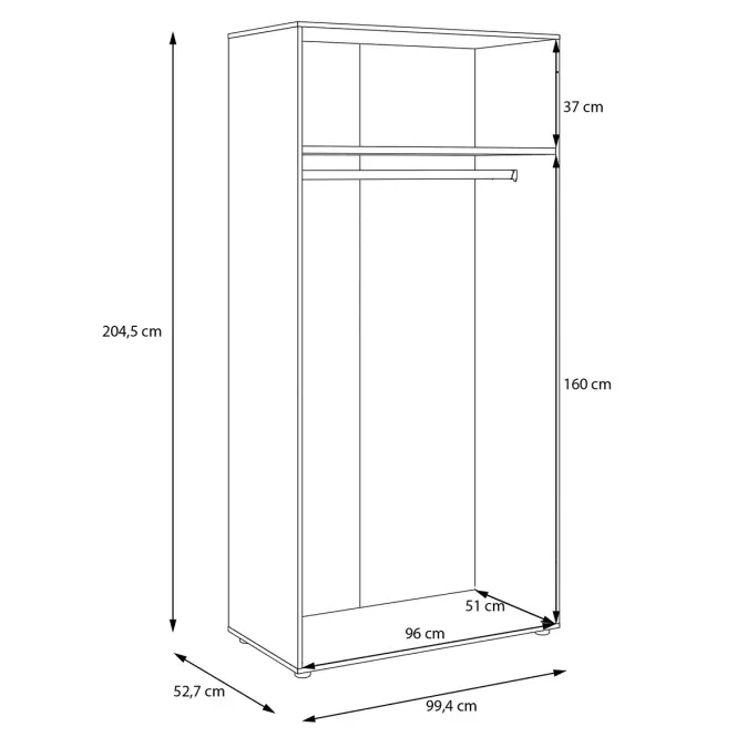 Korpus Skrine Moduklix 99,4x204,5 Dub Cabezone,5