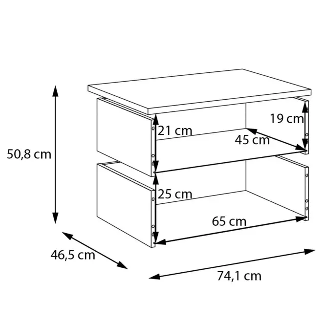 Zásuvky 2 ks Moduklix Do Korpusu skrine 74,1 piesková,4