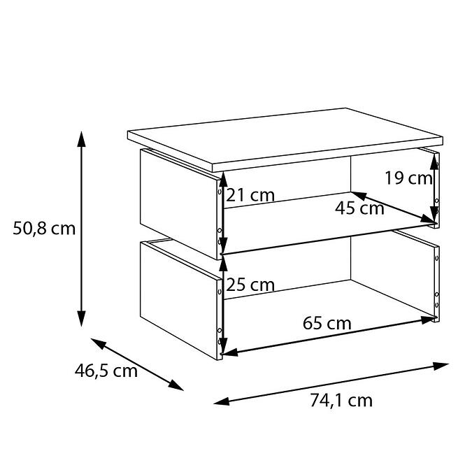 Zásuvky 2 ks Moduklix do korpusu skrine 74,1 Biely Lesk
