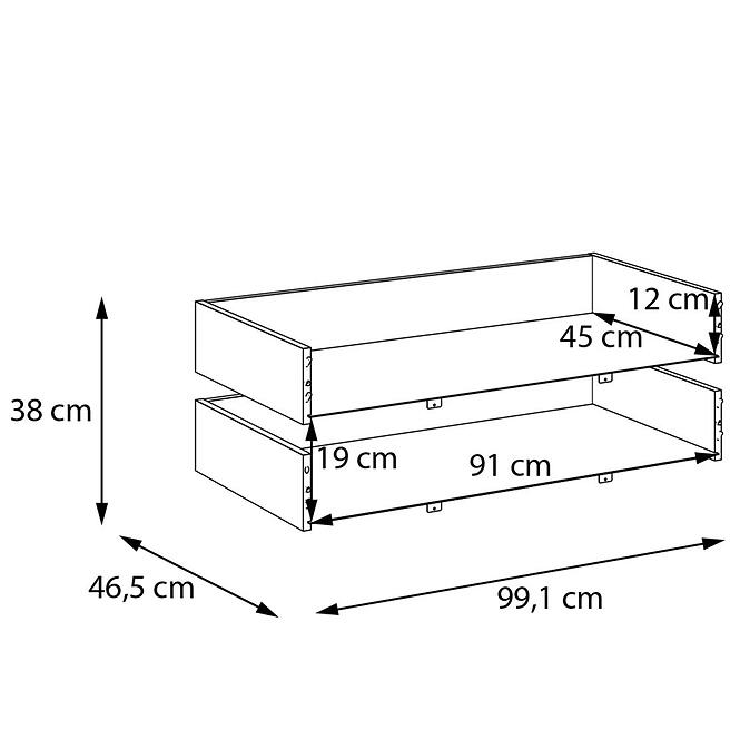 Zásuvky 2 ks Moduklix do korpusu skrine 99,1 Biely Lesk