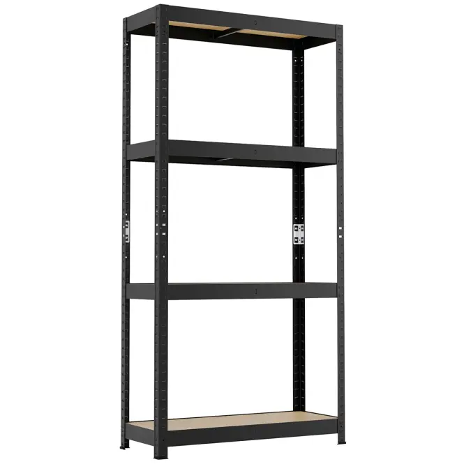 Skladový kovový regál čierna 150x75x30 cm – 4 políc/50 kg
