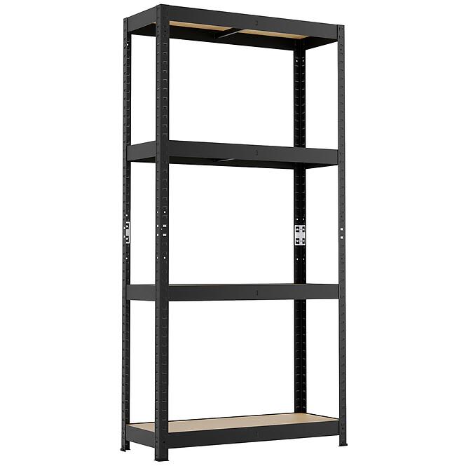Skladový kovový regál čierna 150x75x30 cm – 4 políc/50 kg,2