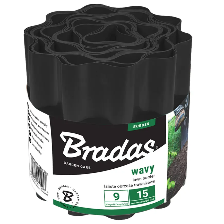 Záhradný obrubník 9 mx15 cm čierna OBFBK0915