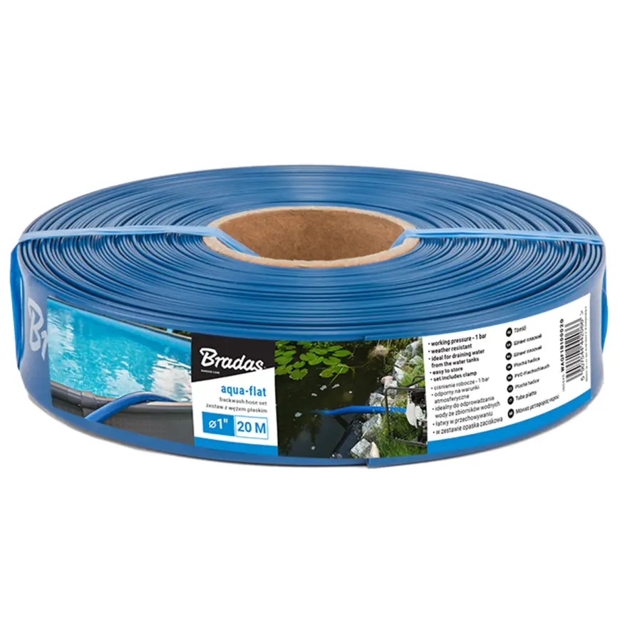 Ploská hadica aqua - flat pe/eva  W.P.1 - 1" 20 M