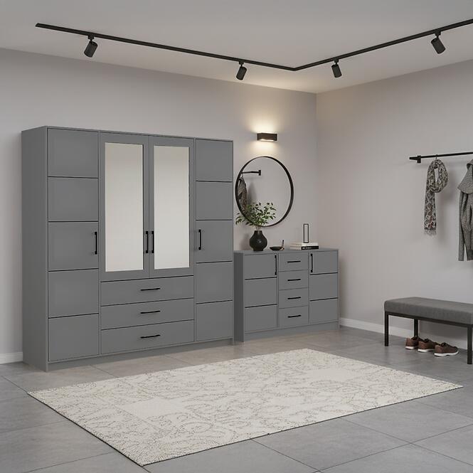 Súprava skriňa Belluno 200 grafit + komoda Belluno 150