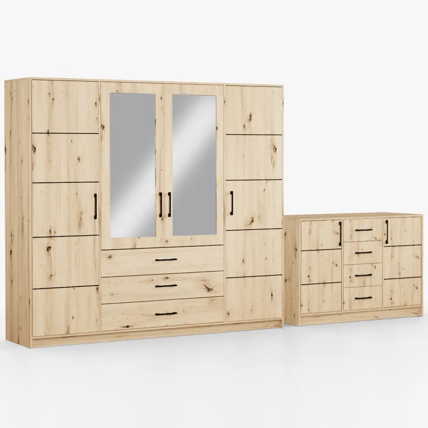 Súprava skriňa Belluno 240 artisan + komoda Belluno 150