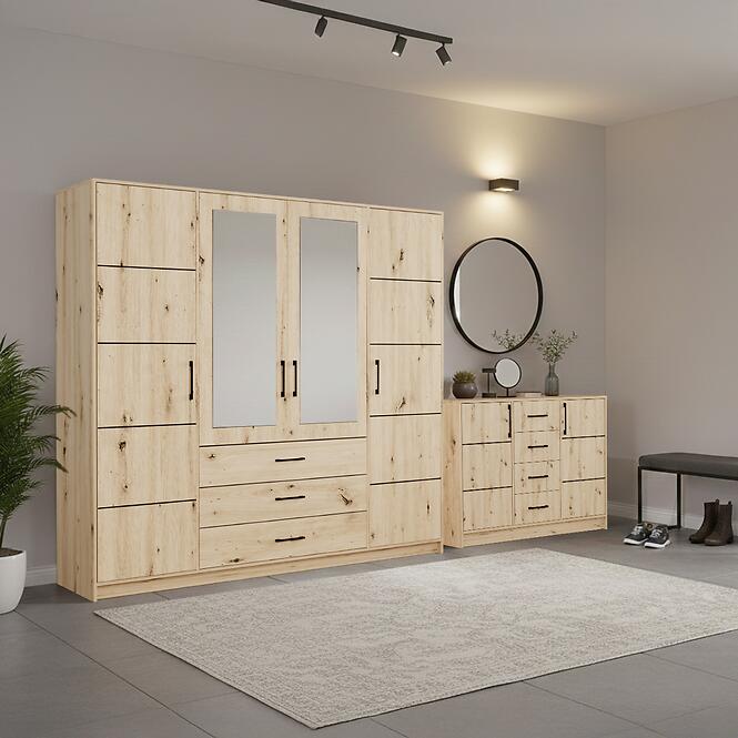 Súprava skriňa Belluno 240 artisan + komoda Belluno 150,3
