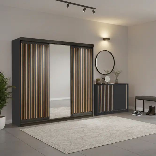 Súprava skriňa Royal 250 čierna + komoda Royal 150