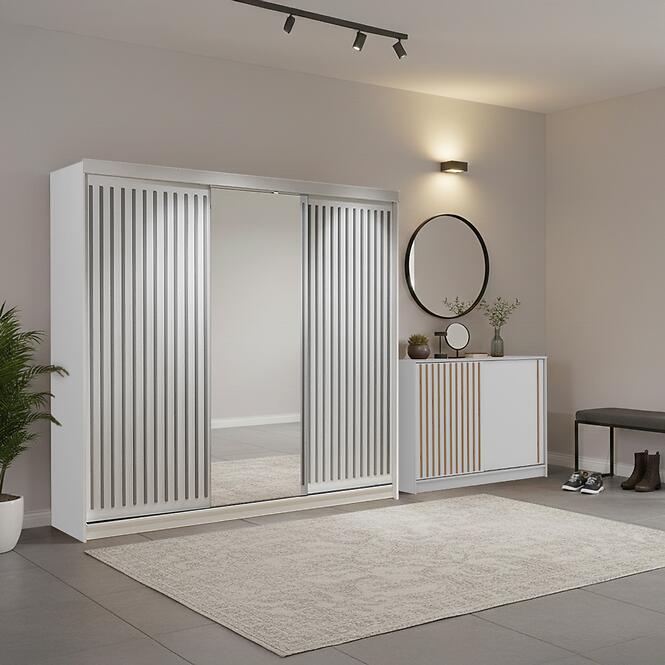 Súprava skriňa Royal 250 biela + komoda Royal 150,3