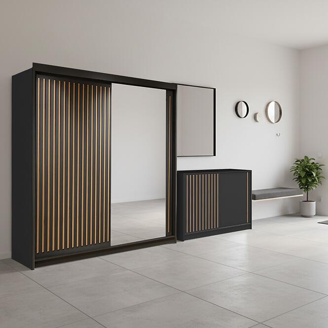 Súprava skriňa Royal 203 čierna + komoda Royal 150