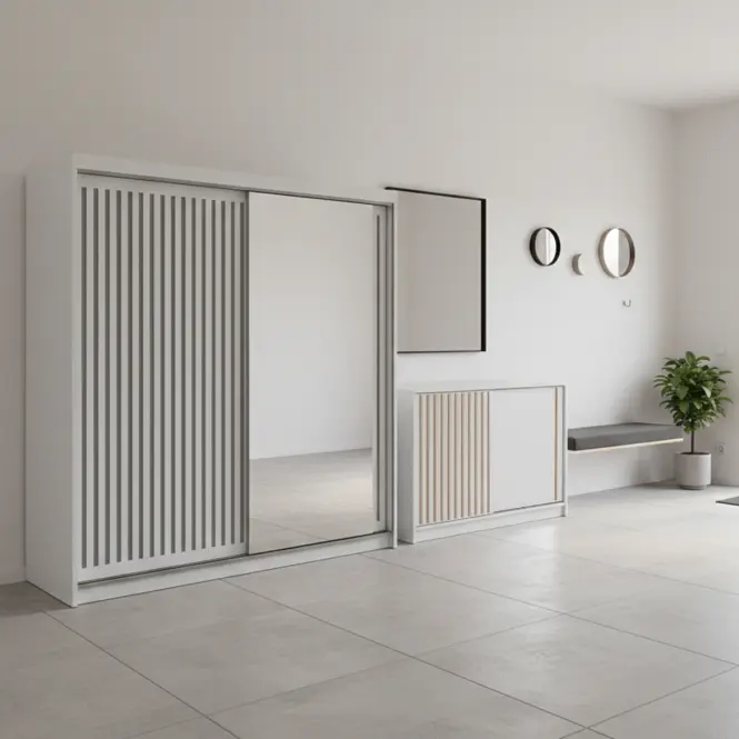 Súprava skriňa Royal 203 biela + komoda Royal 150,3