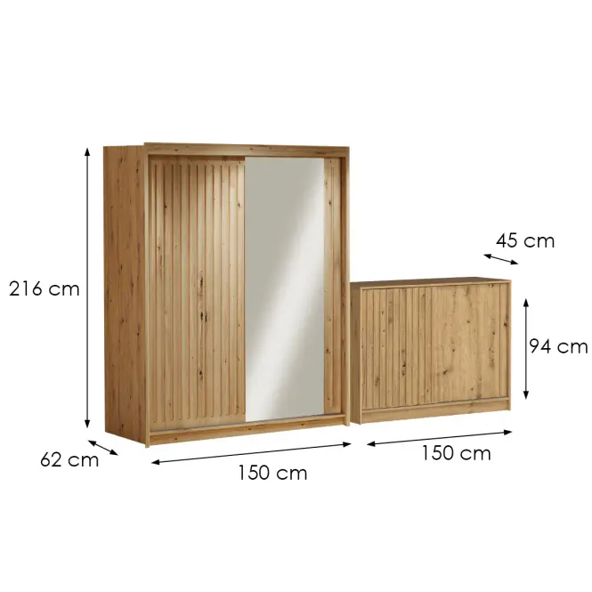 Súprava skriňa Royal 150 wotan + komoda Royal 150,2