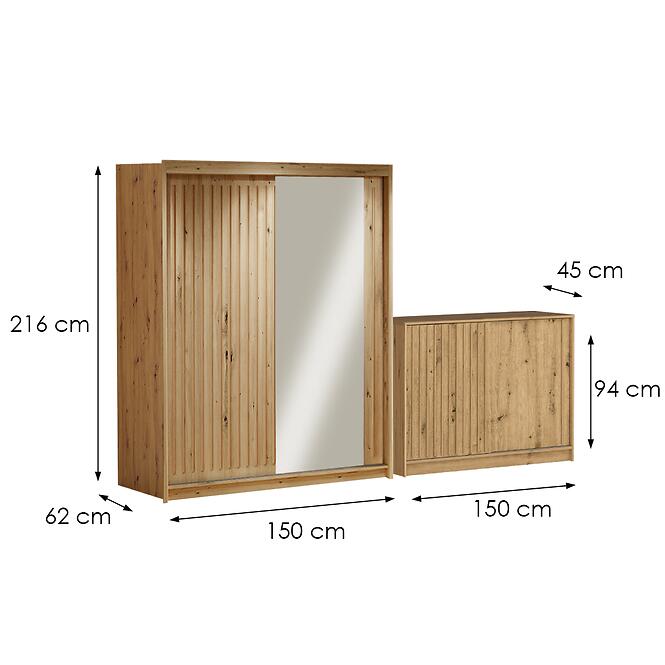 Súprava skriňa Royal 150 wotan + komoda Royal 150,2
