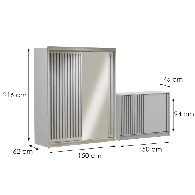 Súprava skriňa Royal 150 biela + komoda Royal 150,2