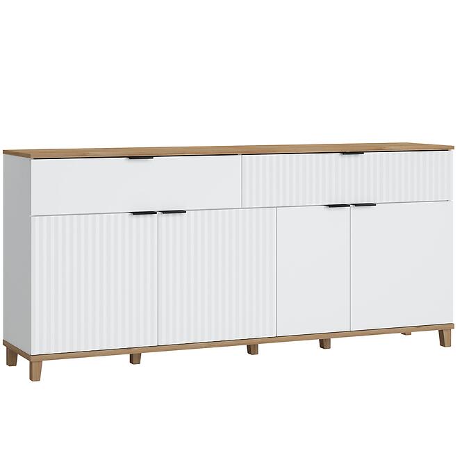 Komoda Plissee PLIK06 4D2S biela alpin/dub grandson