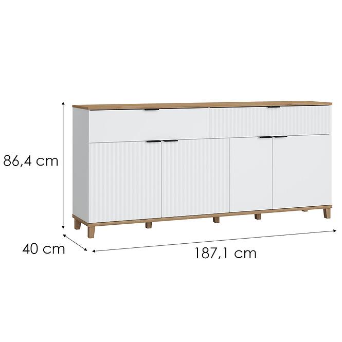 Komoda Plissee PLIK06 4D2S biela alpin/dub grandson,2