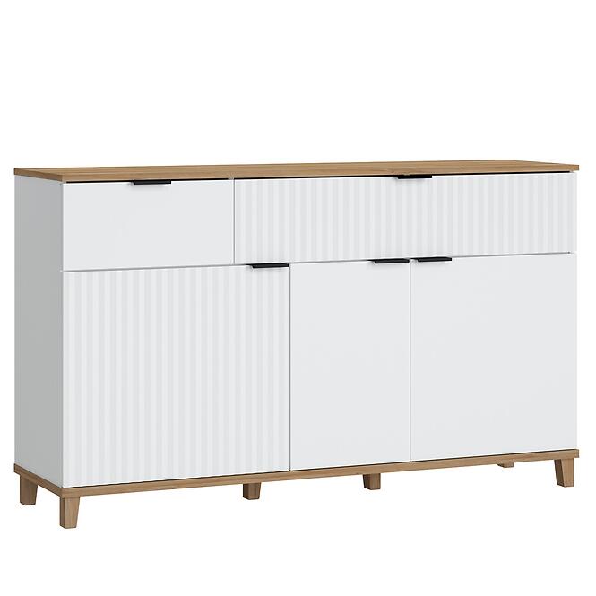 Komoda Plissee PLIK05 3D2S biela alpin/dub grandson