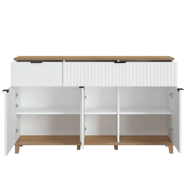 Komoda Plissee PLIK05 3D2S biela alpin/dub grandson,3