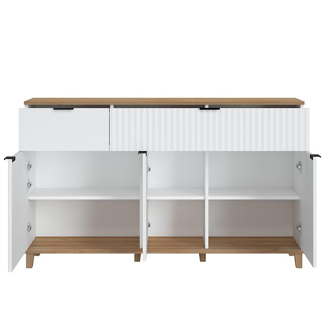 Komoda Plissee PLIK05 3D2S biela alpin/dub grandson,3