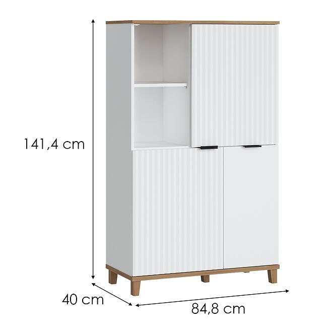 Komoda Plissee PLIK04 3D biela alpin/dub grandson