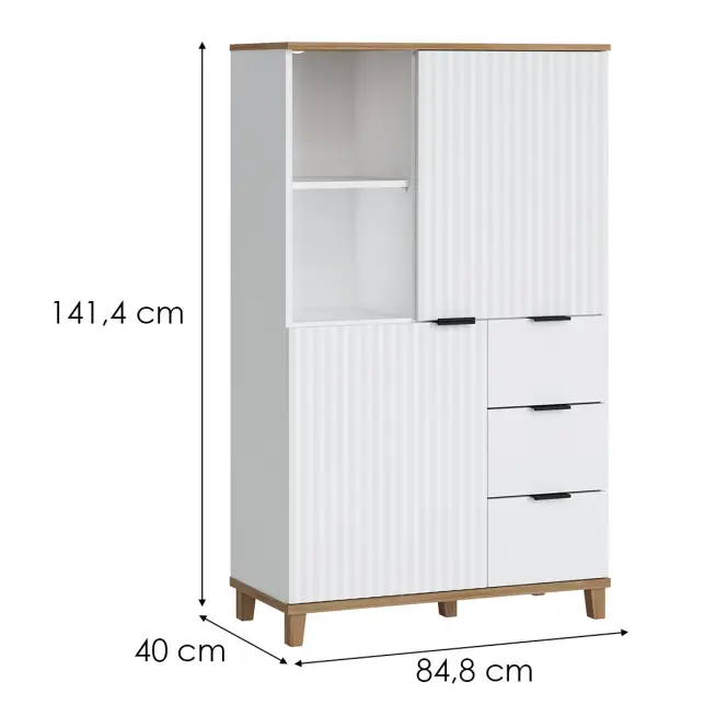 Komoda Plissee PLIK02 2D3S biela alpin/dub grandson,2