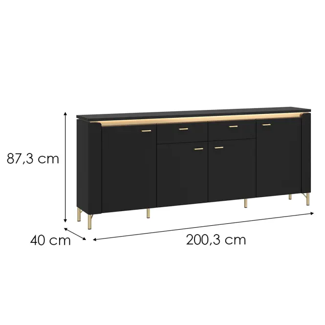 Komoda Norica LAZK03 U114 4D2S čierna,2