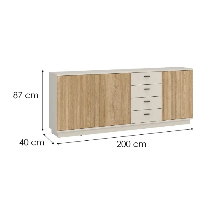 Komoda Mosano LUSK103 3D4S dub cremona/kašmír,2