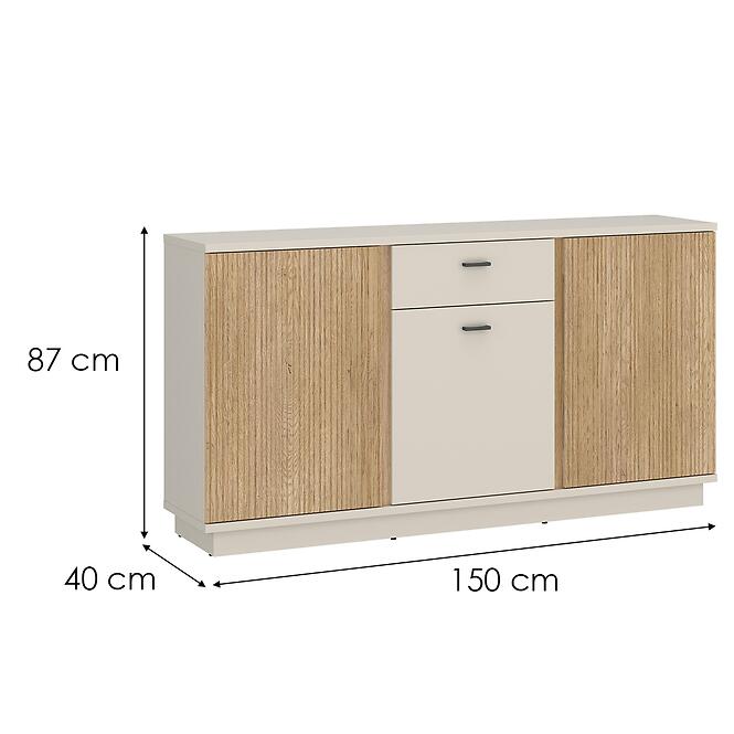 Komoda Mosano LUSK101 3D1S dub cremona/kašmír,2