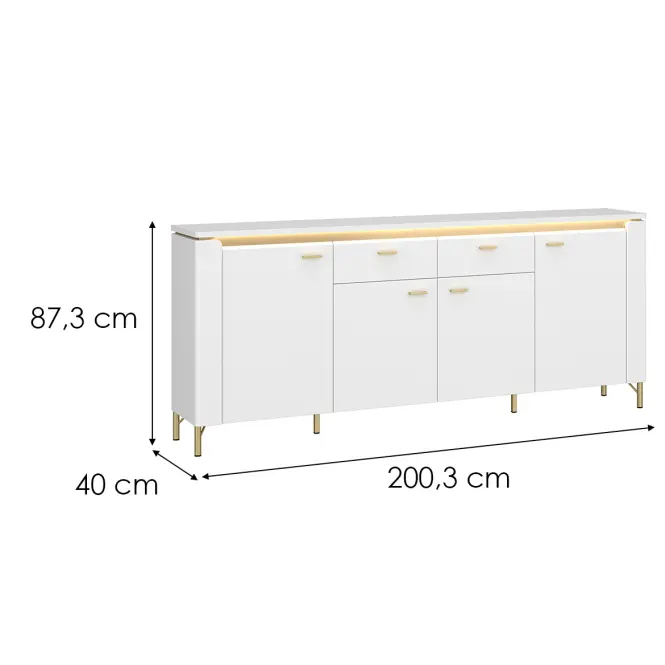 Komoda Lazio LAZK03 U008/U080 4D2S biela/biela alpský,2