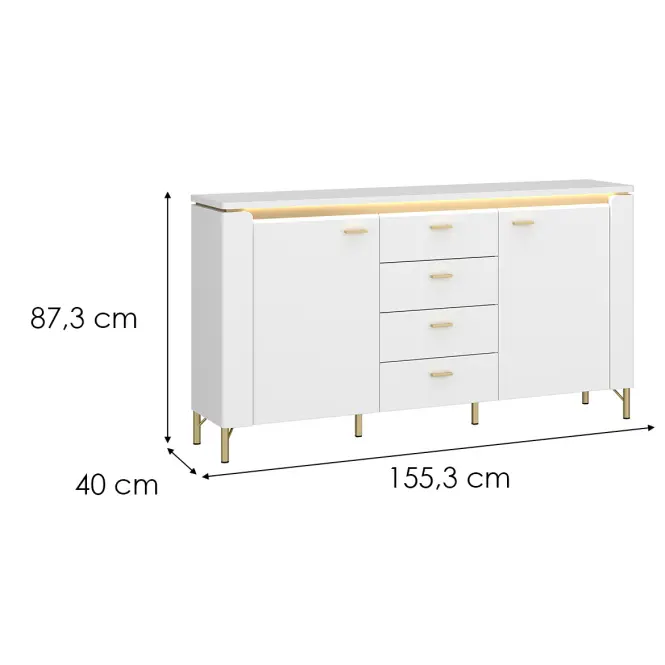 Komoda Lazio LAZK02 U008/U080 2D4S biela/biela alpský,2