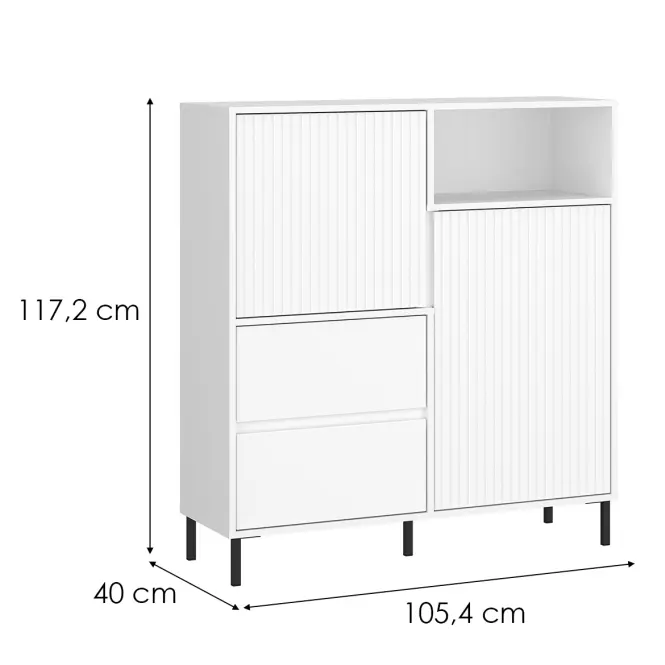 Komoda Avenale AVEK03 U008 2D2S biela/biela alpský,2