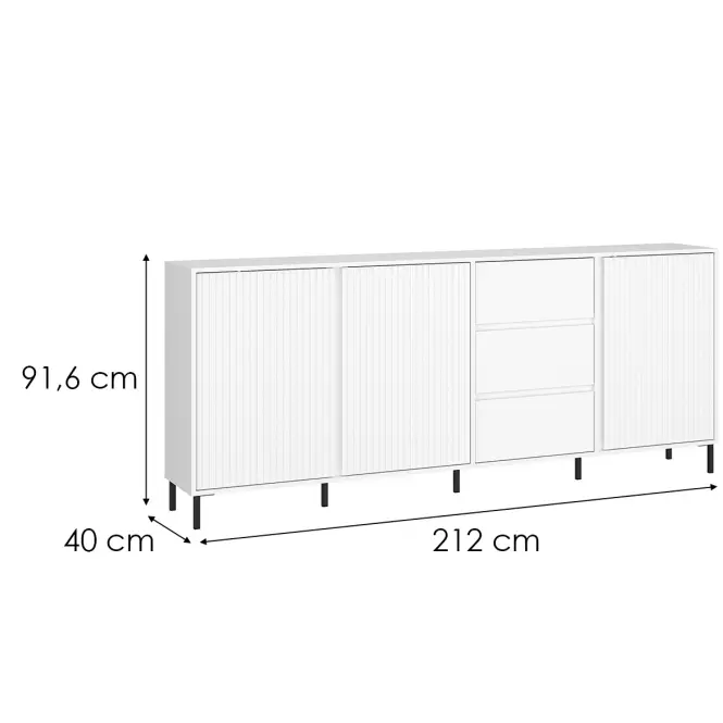 Komoda Avenale AVEK02 U008 3D3S biela/biela alpský,2