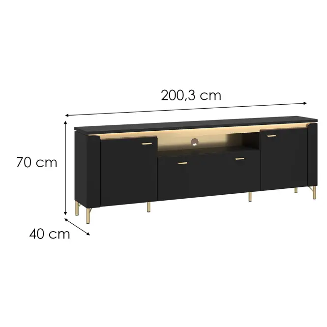 TV stolík Norica LAZF03 U114 2D1S čierna