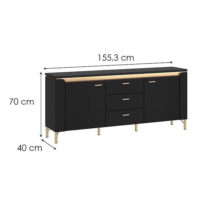 TV stolík Norica LAZF01 U114 2D3S čierna,2