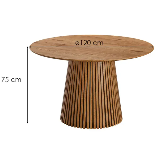 Stôl S Lamelami Metz 120x120 Dub
