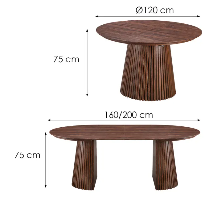Rozkladací Stôl S Lamelami Metz 120/160x200x120 13555 Orech
